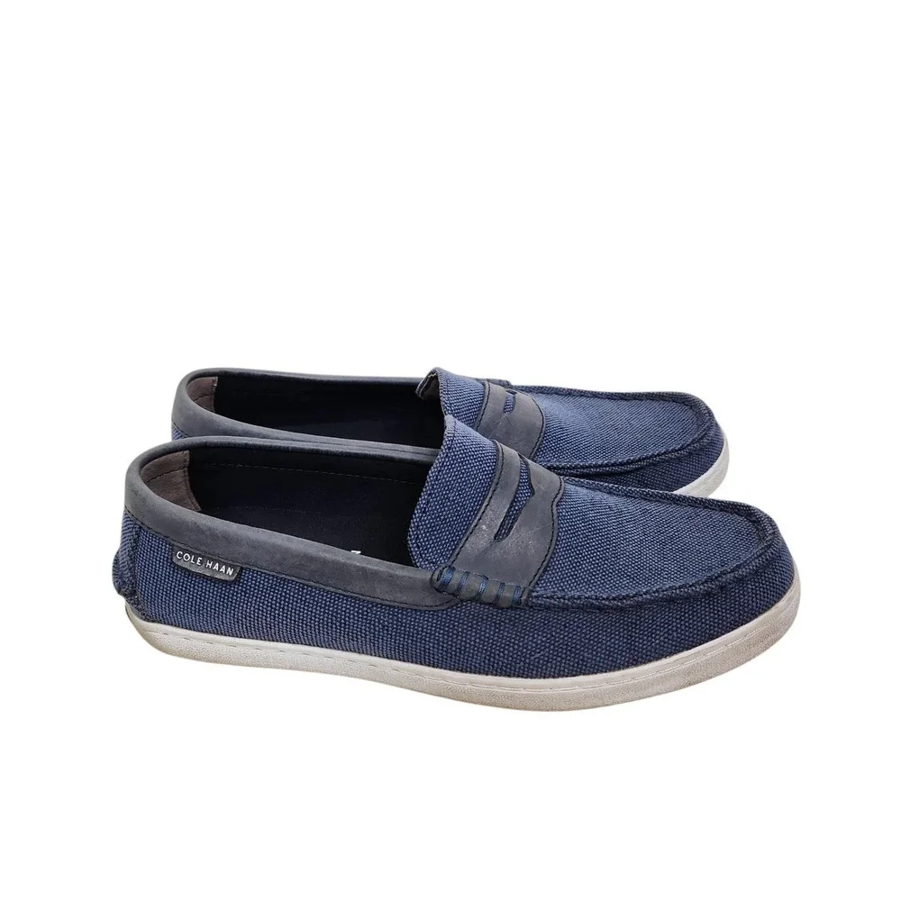 COLE HAAN Shoes Mens 8.5 Blue Pinch Maine Classic Canvas Loafer Slip On Grand.OS